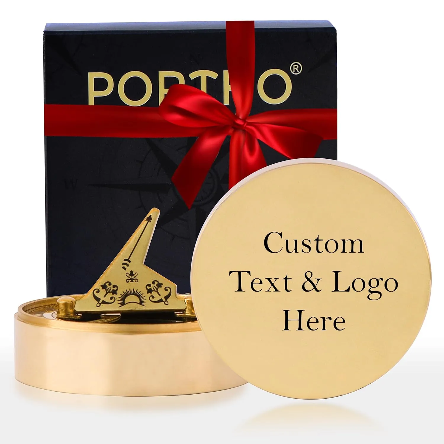 PORTHO Custom Engraved Compass with Wooden box, Inspirational graduation gifts, confirmation, first communication, Christmas, navigation (Custom)
