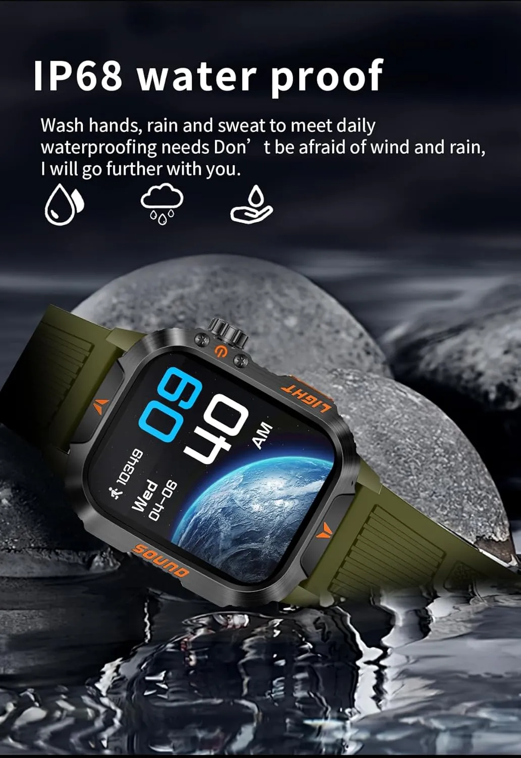 QTLLBT Smartwatch LED Flashlight Barometer Altimeter Compass 2.01HD Fitness Tracker Pedometer Multiple Watch Faces 100  Sports Modes Sleep Heart Rate for Android iOS Men's Watch (Blue)