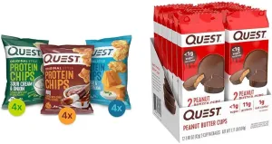 Quest Nutrition Protein Chips Variety Pack & High Protein Low Carb, Gluten Free, Keto Friendly, Peanut Butter Cups, 12 Count (Pack of 1) (total- 17.76 Ounce)