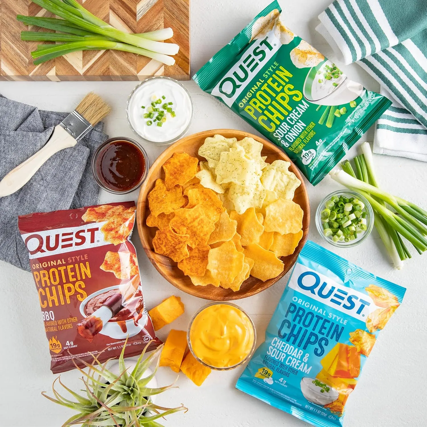 Quest Nutrition Protein Chips Variety Pack, BBQ, Cheddar & Sour Cream, Sour Cream & Onion, High Protein, Low Carb, 1.1 oz (Pack of 12)