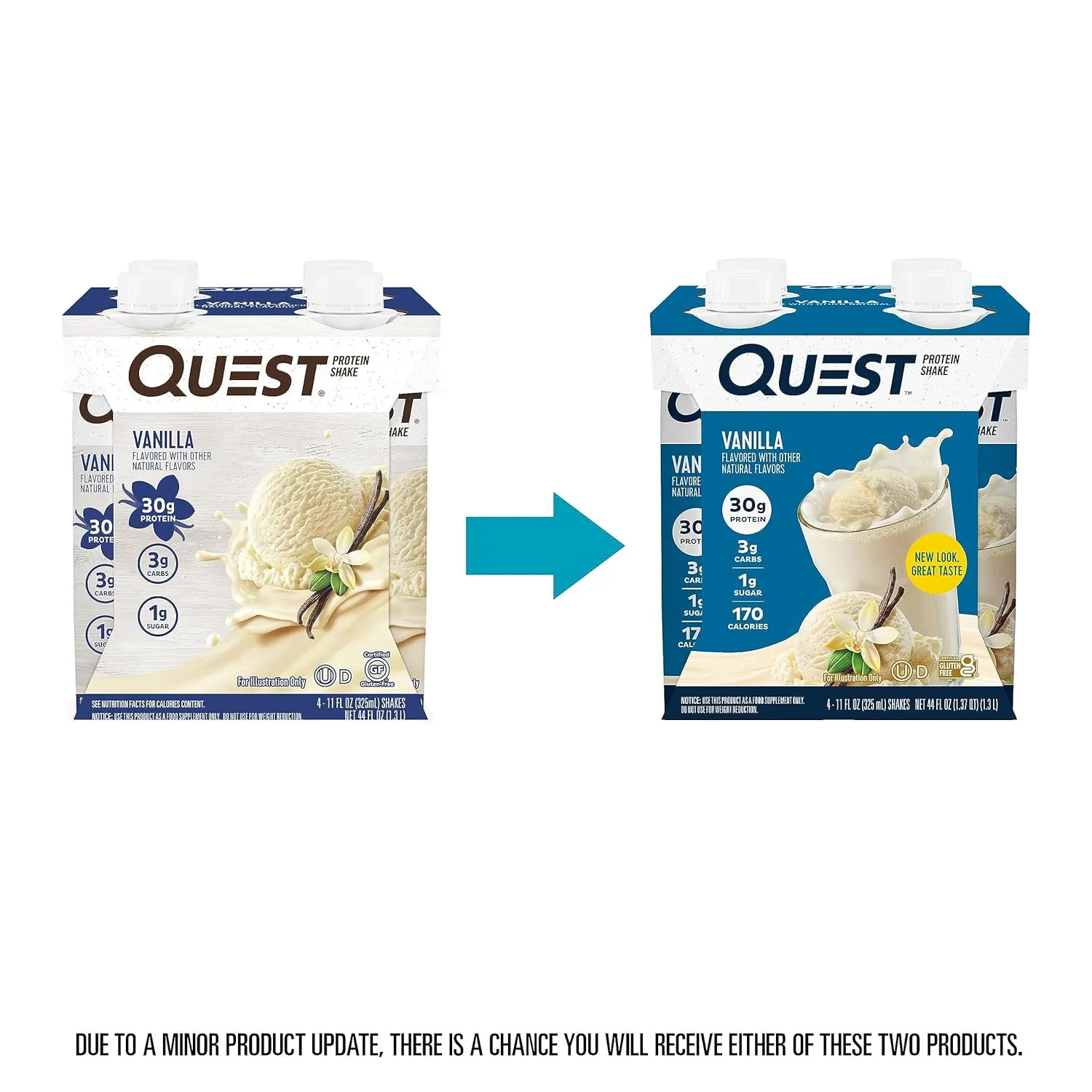 Quest Nutrition Ready to Drink Vanilla Protein Shake, 30g Protein, 3g Net Carbs, Gluten Free, Keto Friendly, 11 fl.oz 4 Count (Pack of 3)