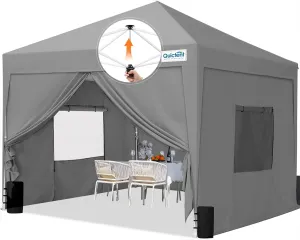 Quictent Privacy 10x10 Pop up Canopy Tent with Sidewalls and Roll-up Ventilated Windows, Ez Setup Outdoor Gazebo Shelter Enclosed Waterproof(Gray)