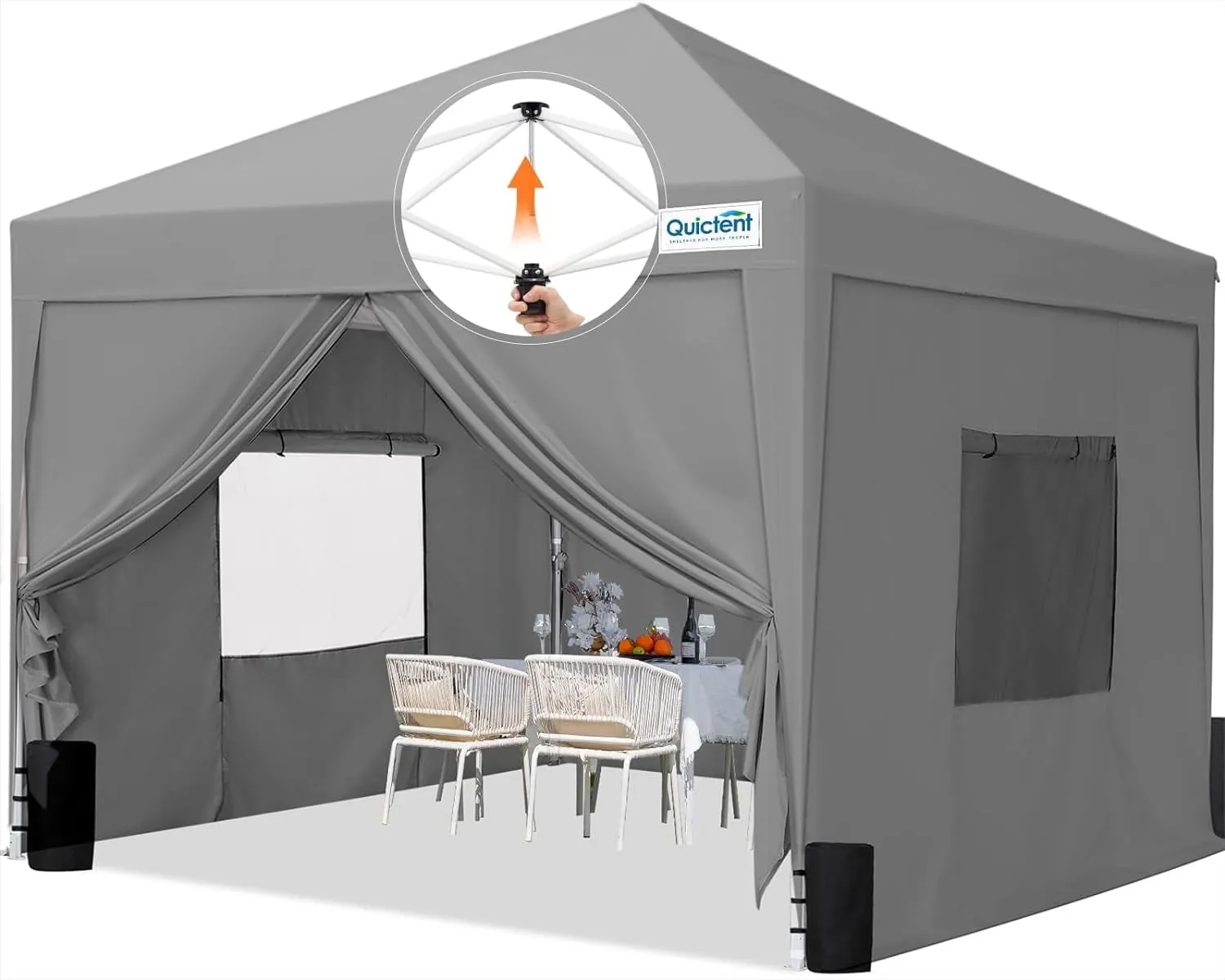 Quictent Privacy 10x10 Pop up Canopy Tent with Sidewalls and Roll-up Ventilated Windows, Ez Setup Outdoor Gazebo Shelter Enclosed Waterproof(Gray)