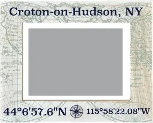 R and R Imports Croton-On-Hudson New York Souvenir Wooden Photo Frame Compass Coordinates Design Matted to 4 x 6