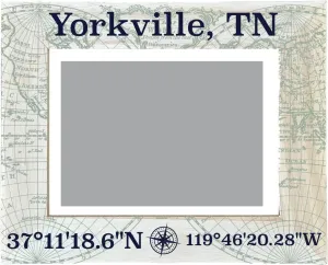 R and R Imports Yorkville Tennessee Souvenir Wooden Photo Frame Compass Coordinates Design Matted to 4 x 6