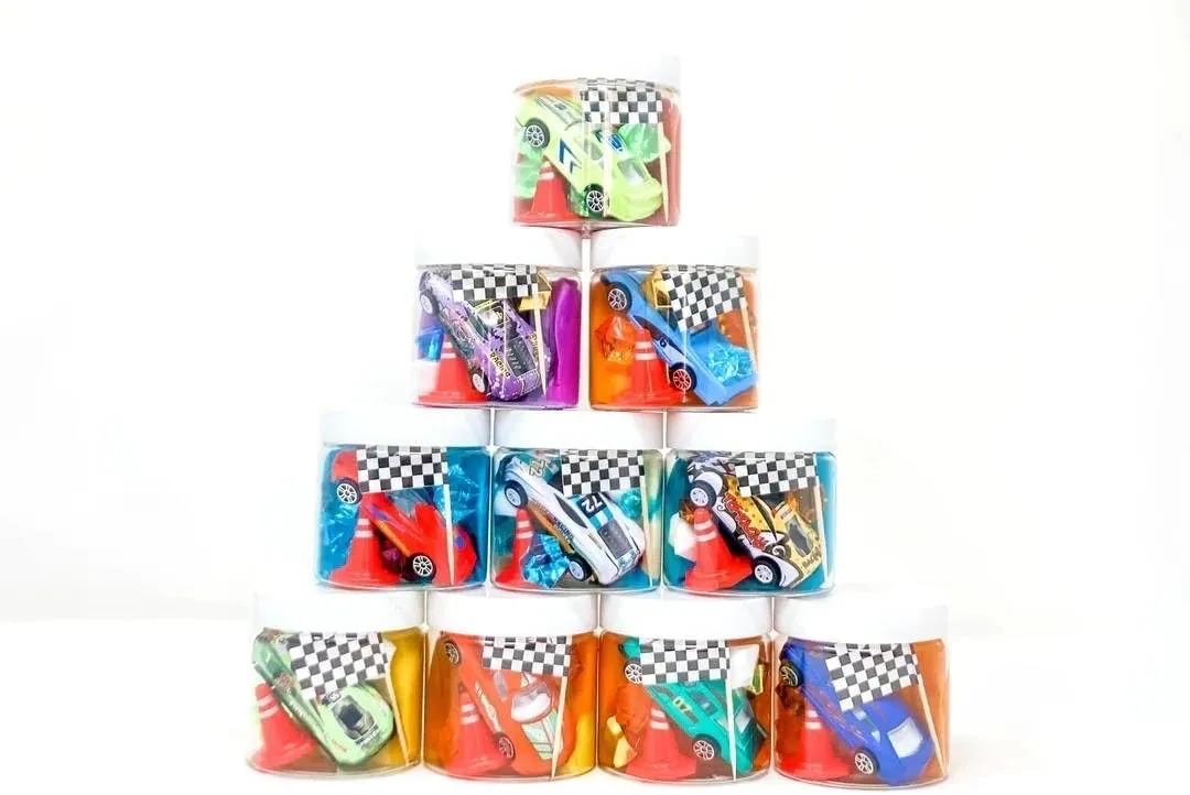 Race CAR ONE 6oz Busy Jar Activity Fine Motor Skills Easy Clean Compact Portable Sensory Dough Kit Educational Endless Toy Gift for Toddlers Kids (Race Car Orange Dough)