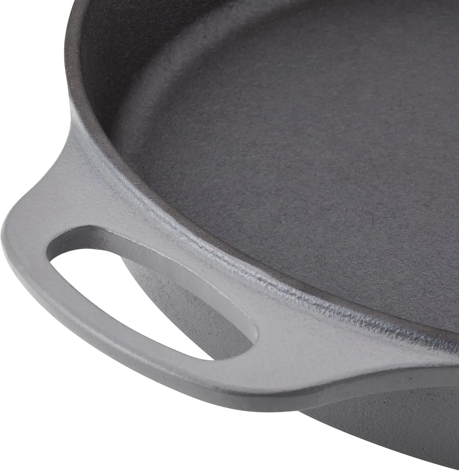 Rachael Ray NITRO Cast Iron Frying Pan/Skillet with Helper Handle and Pour Spouts, 12 Inch, Gray