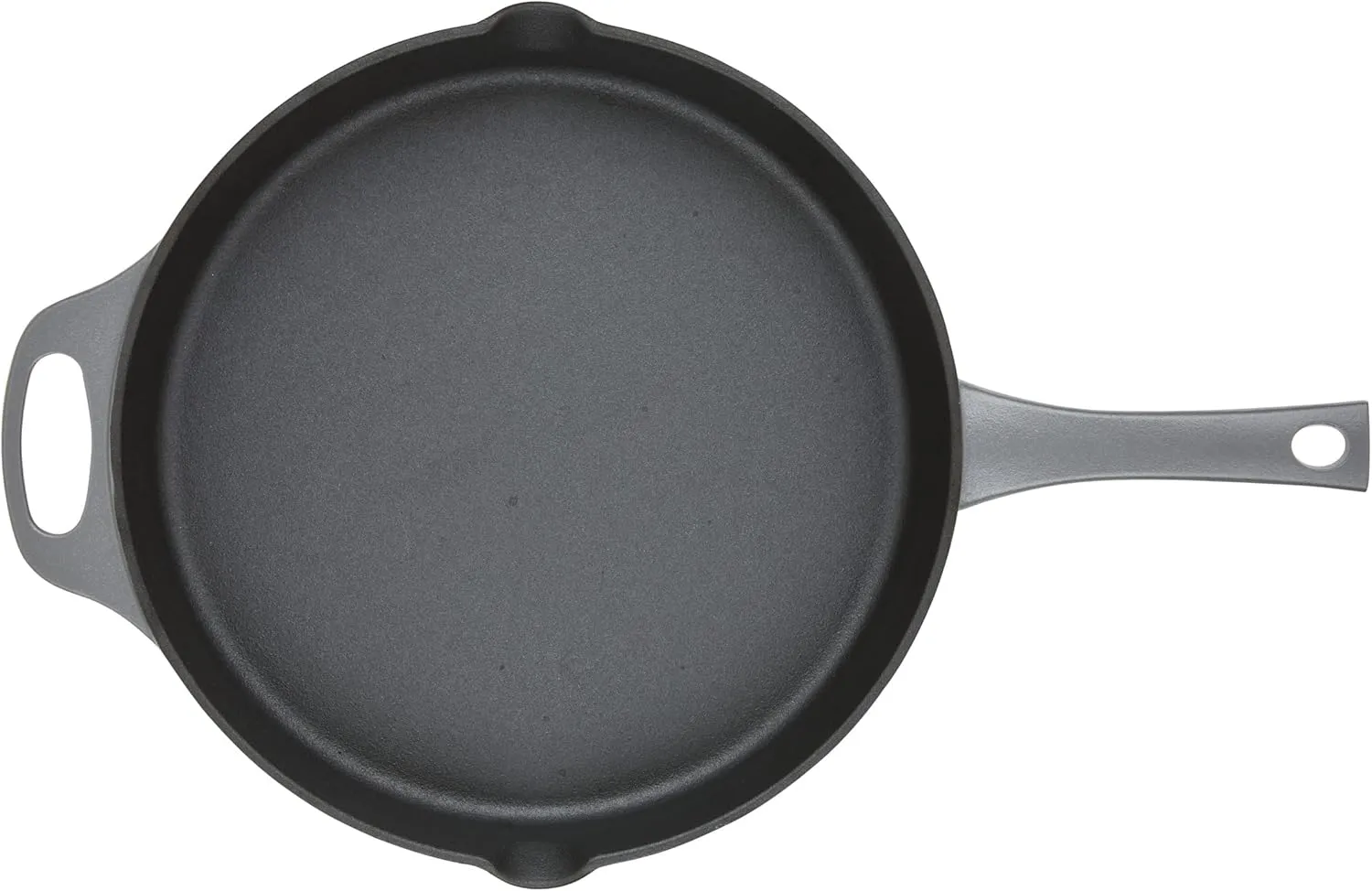 Rachael Ray NITRO Cast Iron Frying Pan/Skillet with Helper Handle and Pour Spouts, 12 Inch, Gray