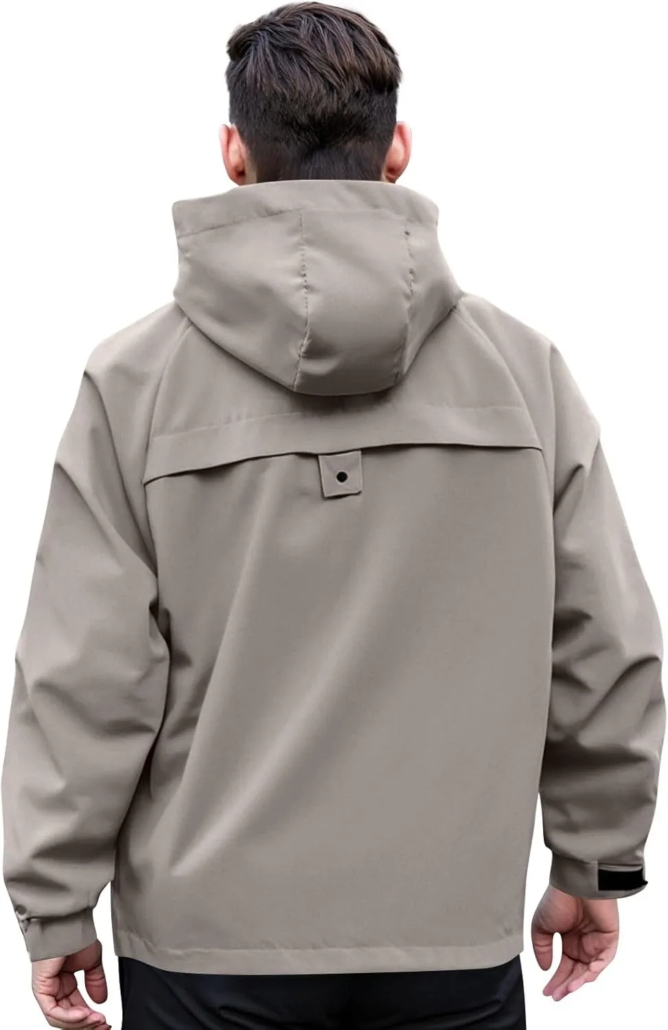 Rain Jacket Men Drawstring Lightweight Waterproof Raincoat Poncho Sun Protective Outdoor Jacket with Hooded