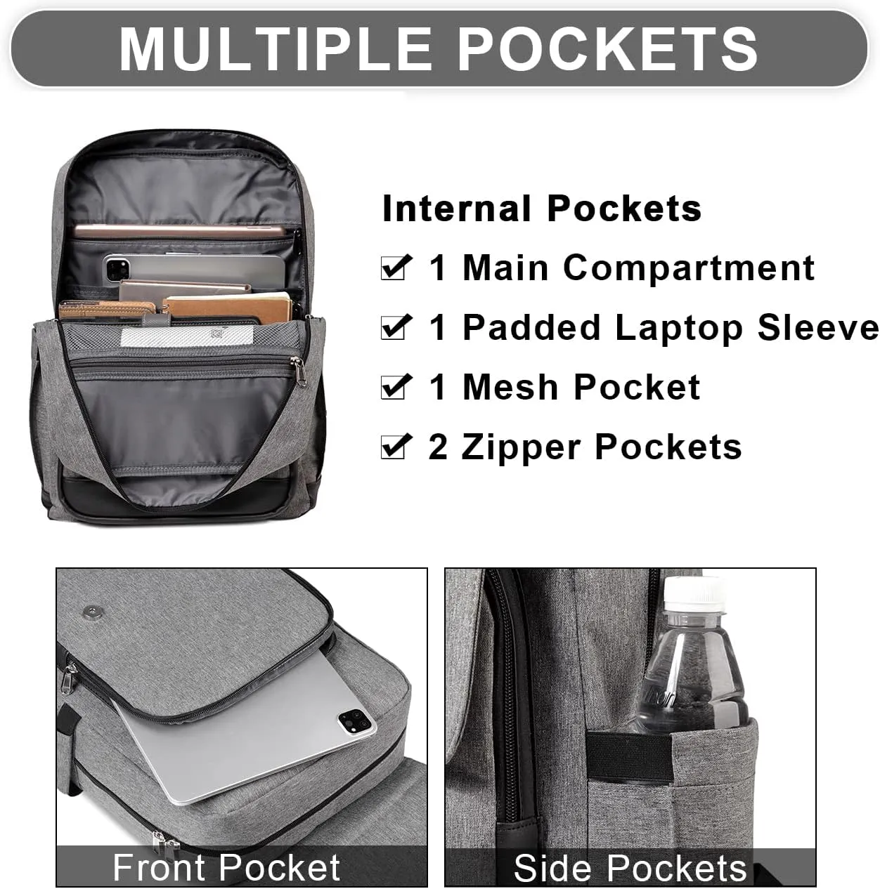 RAVUO Backpack Men Women, Water Resistant 15.6 inch Laptop Haversacks College Bag Casual Daypack Travel Flap Rucksack