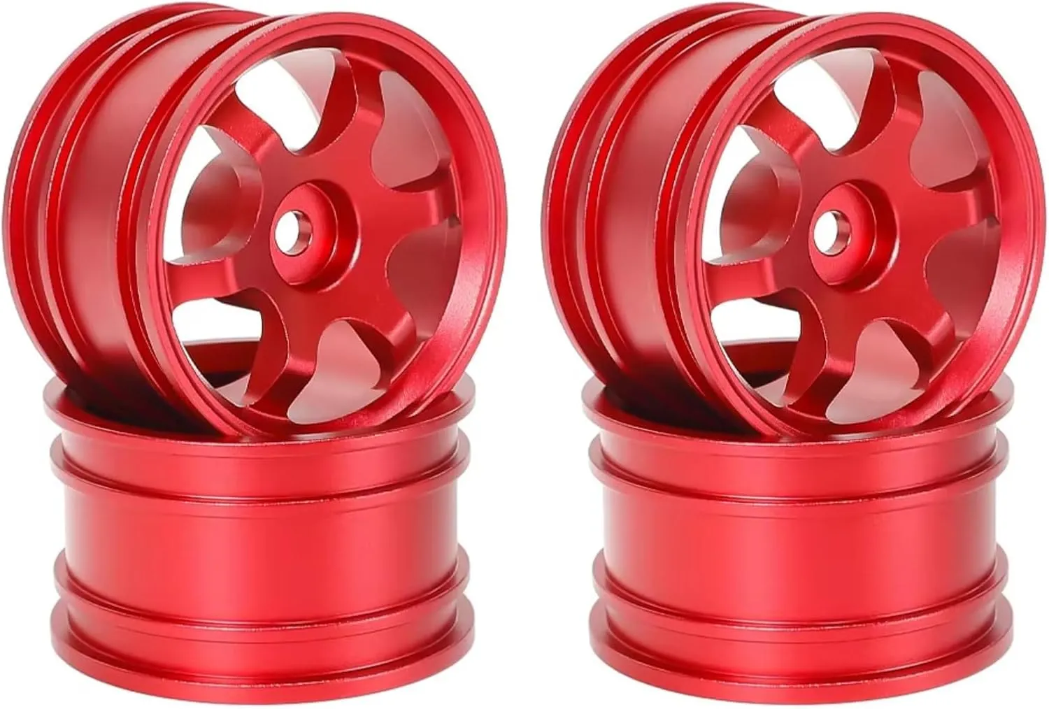 RC Car Upgrade Part for Tamiya M03 M04 M05 M06 M07 MB-01 XM-01 1/10 4pcs 42mm Metal Wheel Rim Wheel Hubs RC On-Road Drift for Racing Car Upgrade Parts(Red)
