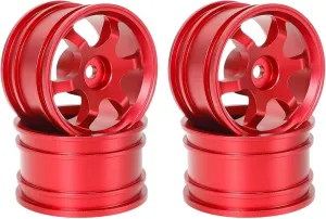 RC Car Upgrade Part for Tamiya M03 M04 M05 M06 M07 MB-01 XM-01 1/10 4pcs 42mm Metal Wheel Rim Wheel Hubs RC On-Road Drift for Racing Car Upgrade Parts(Red)