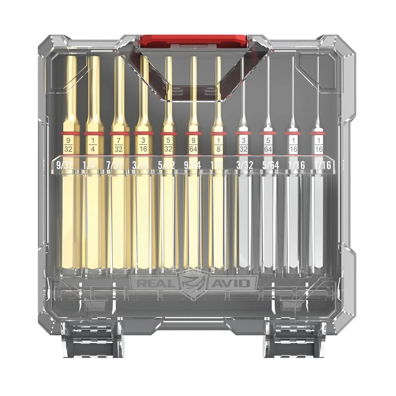 Real Avid Accu-Punch 11-Piece Standard Brass & Steel Punch Set - Premium Punches Resistant to Corrosion in a 3-Position Storage Case - Pin Punch Set