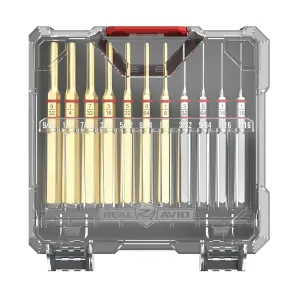 Real Avid Accu-Punch 11-Piece Standard Brass & Steel Punch Set - Premium Punches Resistant to Corrosion in a 3-Position Storage Case - Pin Punch Set