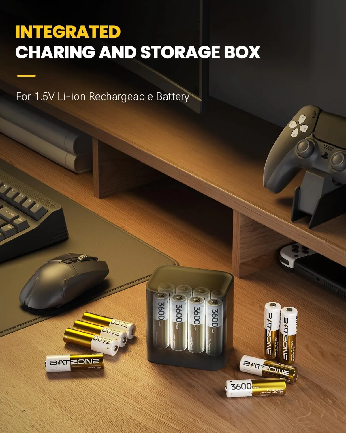Rechargeable aa Batteries Lithium 16 Pack with Fast Charger,3600mWh High Capacity aa Lithium Batteries,1.5V，Constant Output Li-ion Double a Batteries Cycle Times up to 2000x(Charger  16Pack-3600mWh)