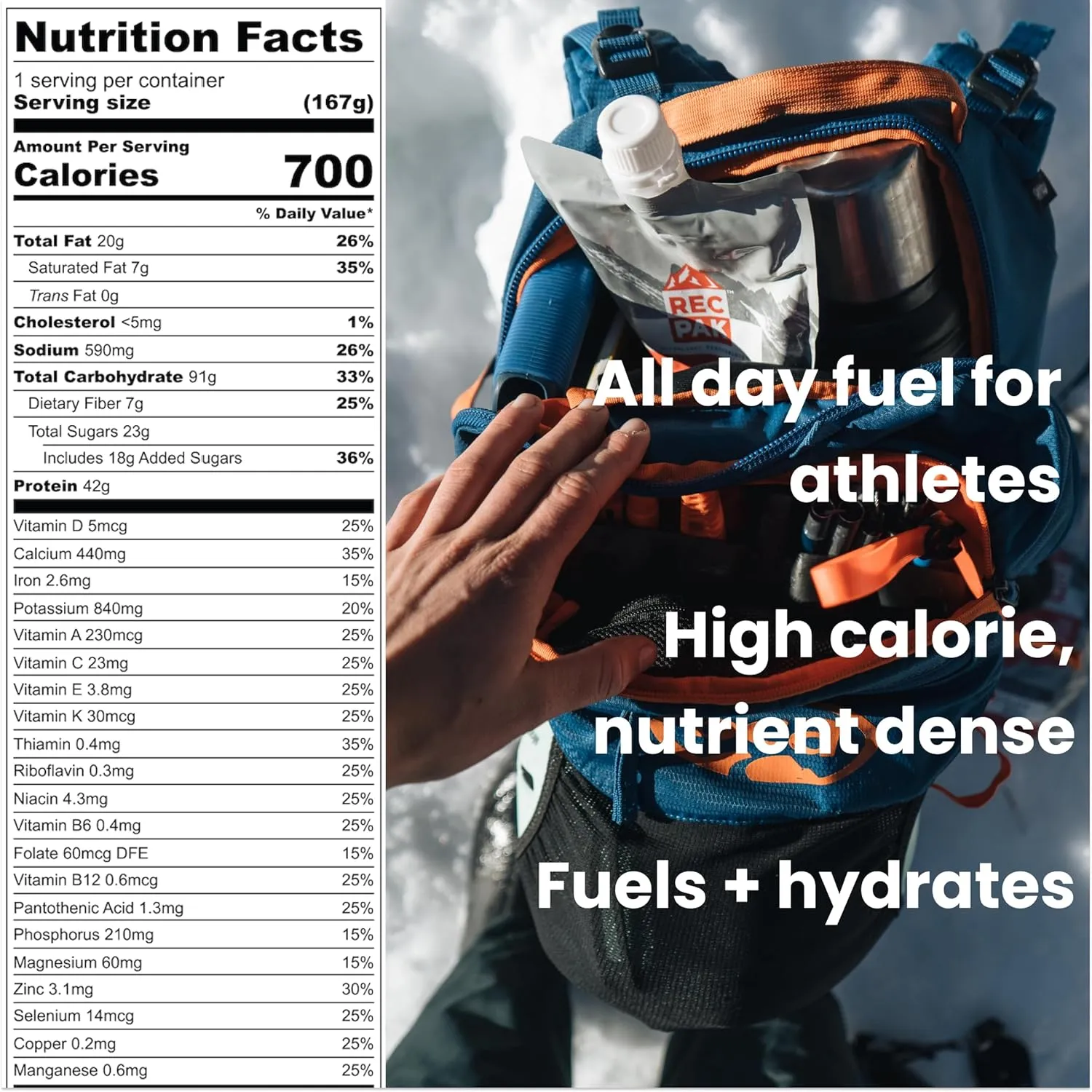 RecPak Performance Ultralight Instant Meals For Your Next Adventure | 700 Cal 42g Protein I Mixed Flavor (6-Pack)