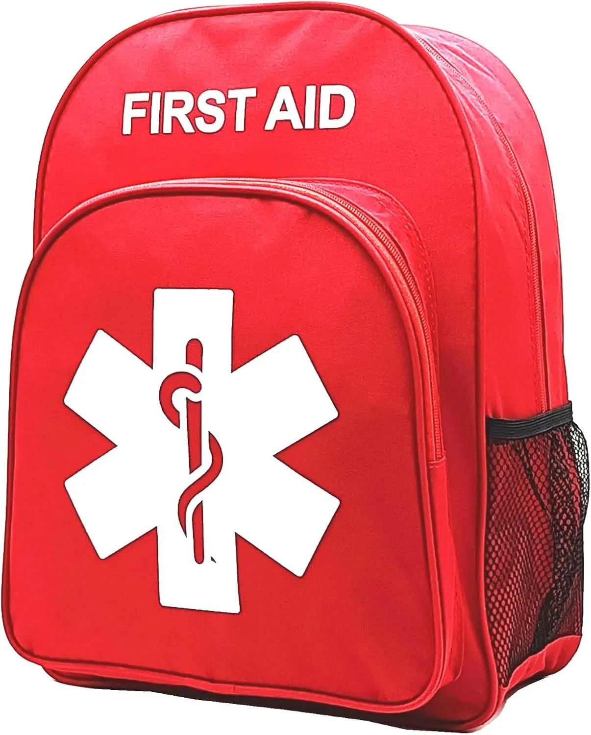 Red Emergency Bag First Aid Backpack Empty Medical Treatment First Responder Trauma Bags for Hiking Outdoors Travel Camping Pet Dog Cat Daycare (Red White)