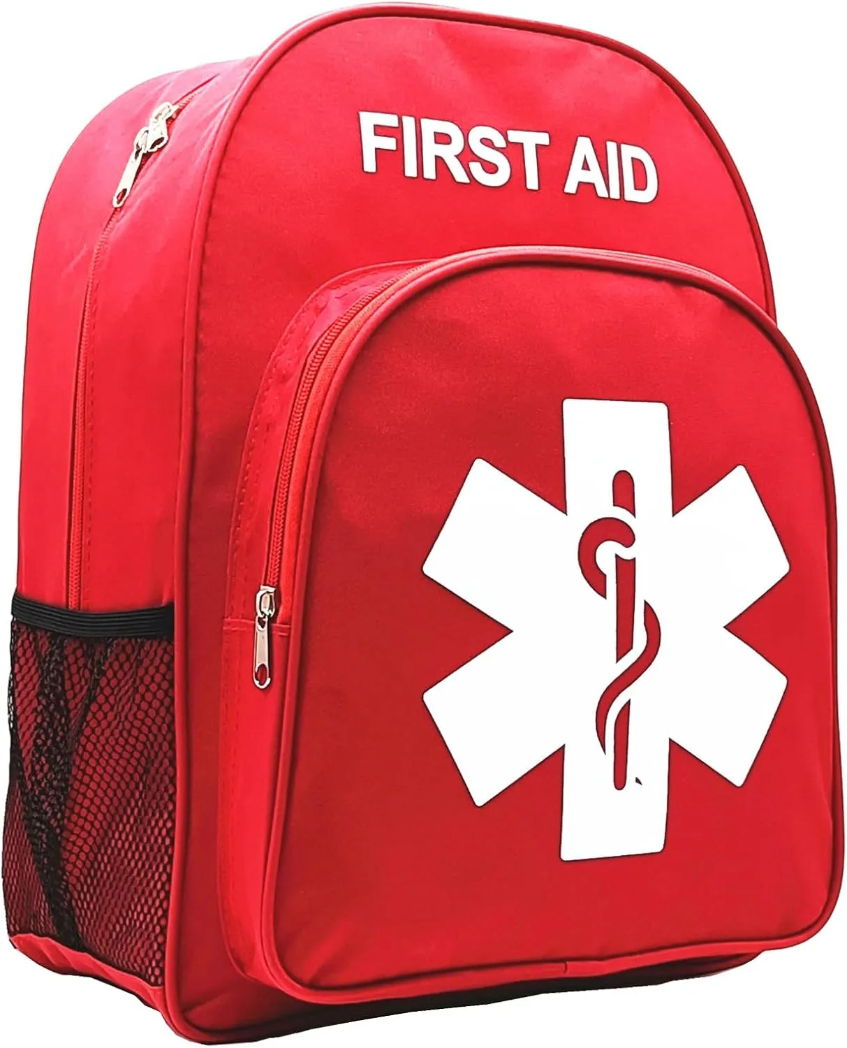 Red Emergency Bag First Aid Backpack Empty Medical Treatment First Responder Trauma Bags for Hiking Outdoors Travel Camping Pet Dog Cat Daycare (Red White)