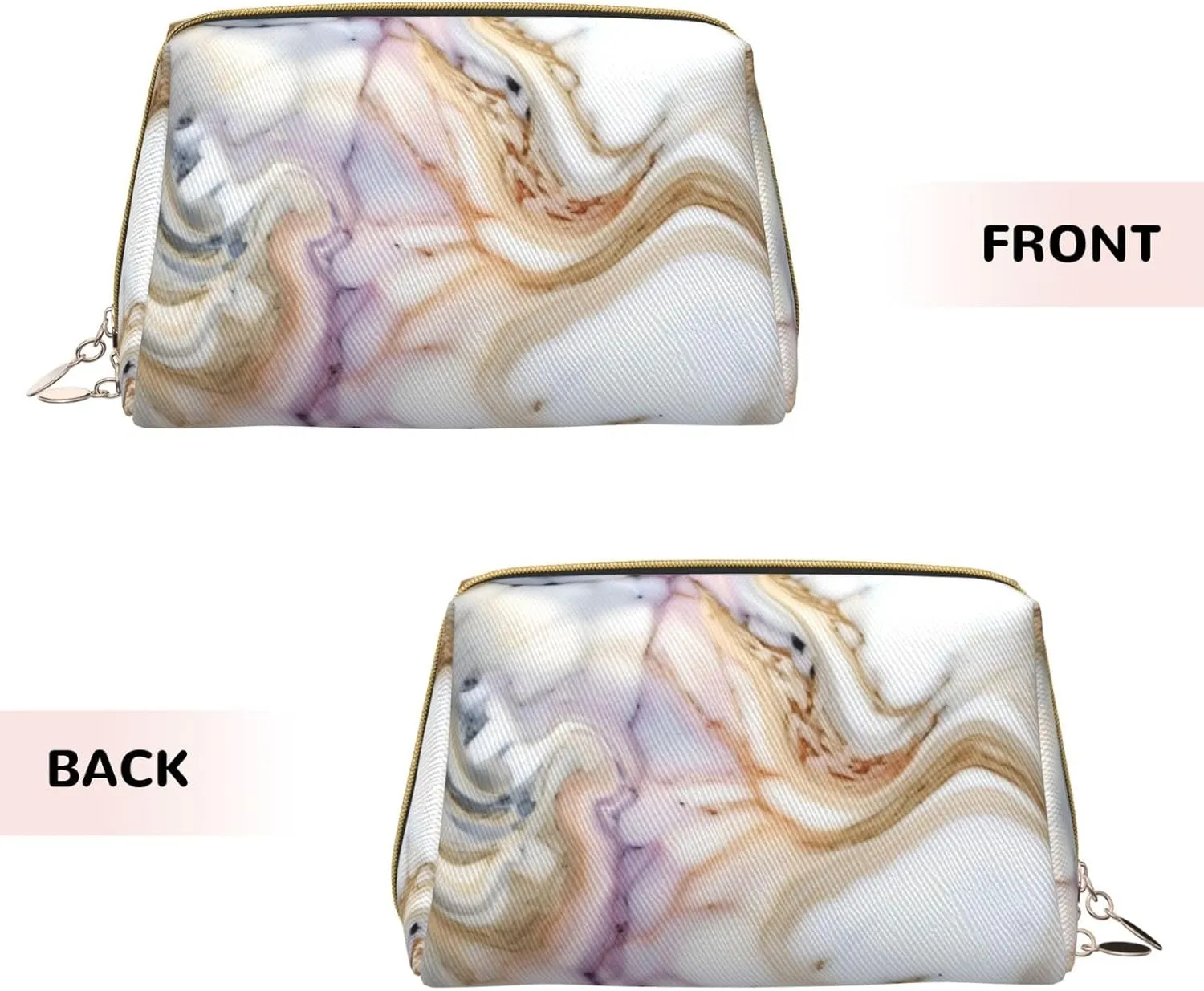 Red White Marble Pattern Toiletry Pouch, Travel-Friendly Makeup Organizer For Makeup Brushes, Lipsticks