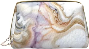 Red White Marble Pattern Toiletry Pouch, Travel-Friendly Makeup Organizer For Makeup Brushes, Lipsticks