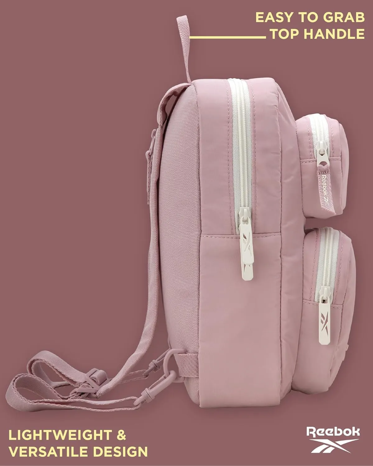 Reebok Unisex Crossbody Bag - Compact Sling Crossbody Bags for Women and Men with Convertible Strap for Gym and Travel, Size One Size, Mikayla Ashen Lilac