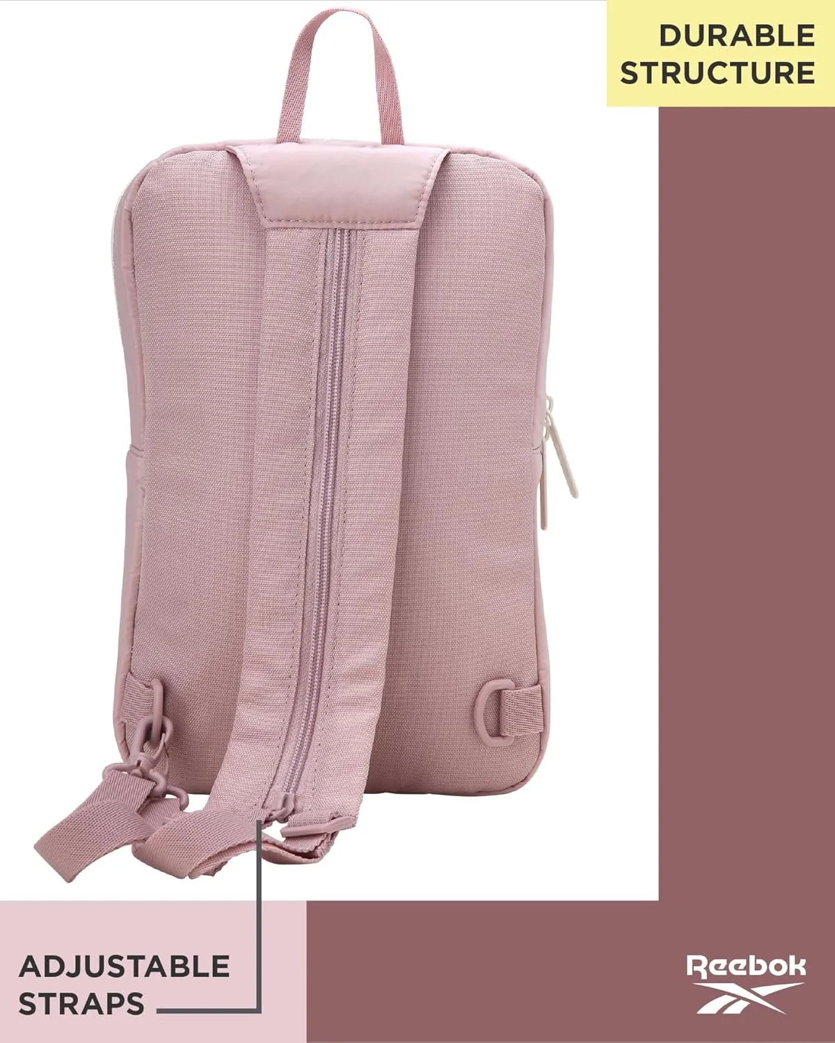 Reebok Unisex Crossbody Bag - Compact Sling Crossbody Bags for Women and Men with Convertible Strap for Gym and Travel, Size One Size, Mikayla Ashen Lilac
