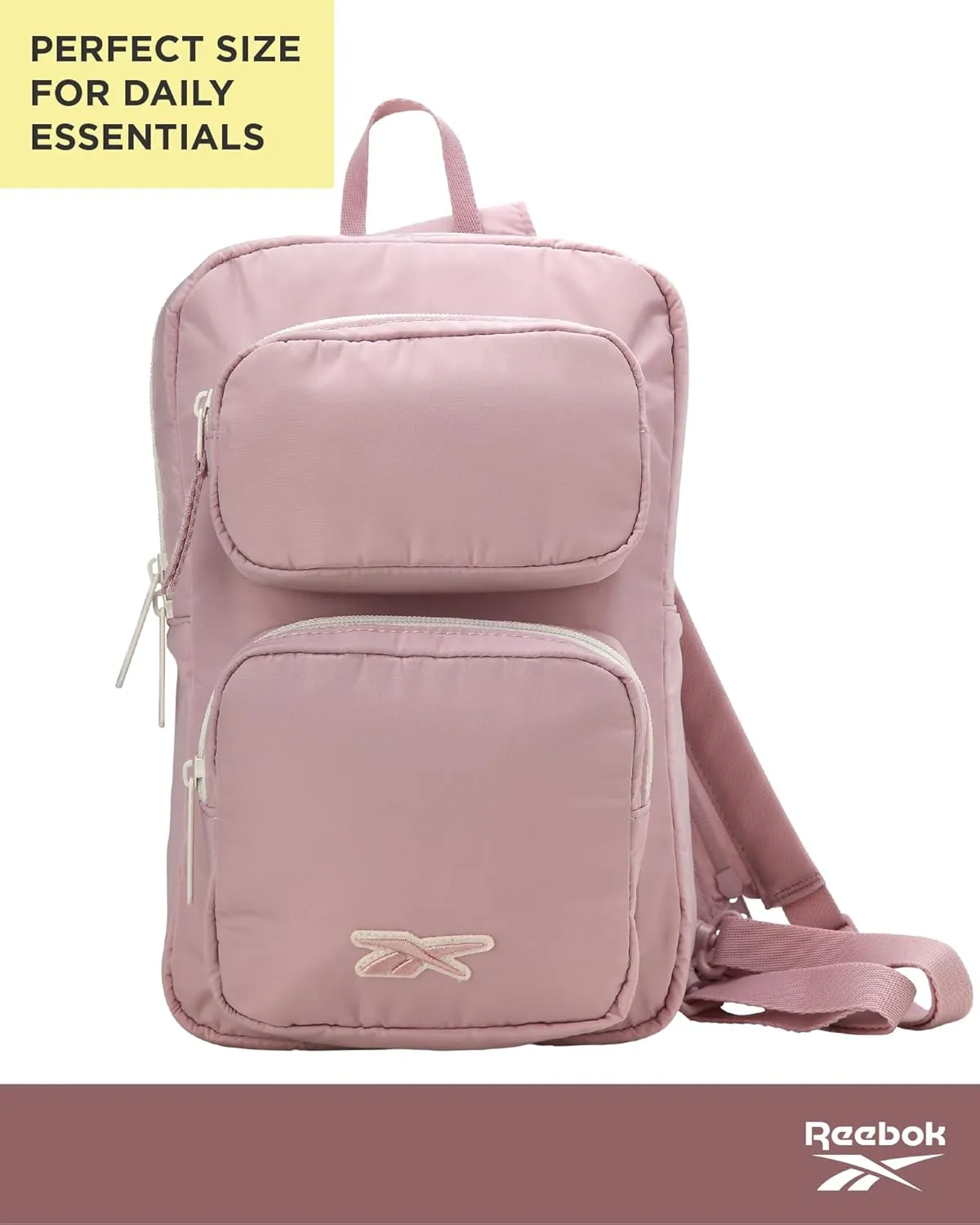 Reebok Unisex Crossbody Bag - Compact Sling Crossbody Bags for Women and Men with Convertible Strap for Gym and Travel, Size One Size, Mikayla Ashen Lilac