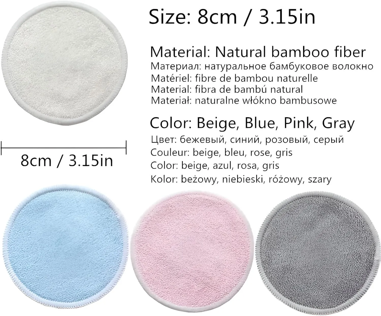 Reusable Makeup Remover Pads – 12-Pack Soft Bamboo Cotton Rounds with Wash Bag – Washable Eco-Friendly Facial Cleansing Pads for Sensitive Skin – Sustainable Zero Waste Cotton Rounds Set (Mix)