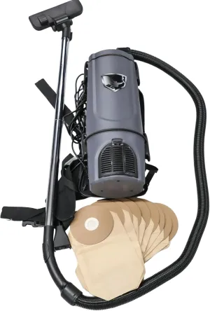 Rhino Backpack Vacuum with 10 Pack Paper Vacuum Bag Refill - for Carpet and Hard Floors - 22 Foot Cord
