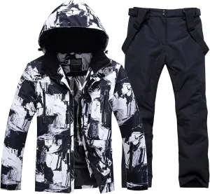 RIUIYELE Men's Ski Jacket and Pants Set Insulated Waterproof Snowsuits Winter Warm Outdoor Skiing Snowboard Jackets for Men