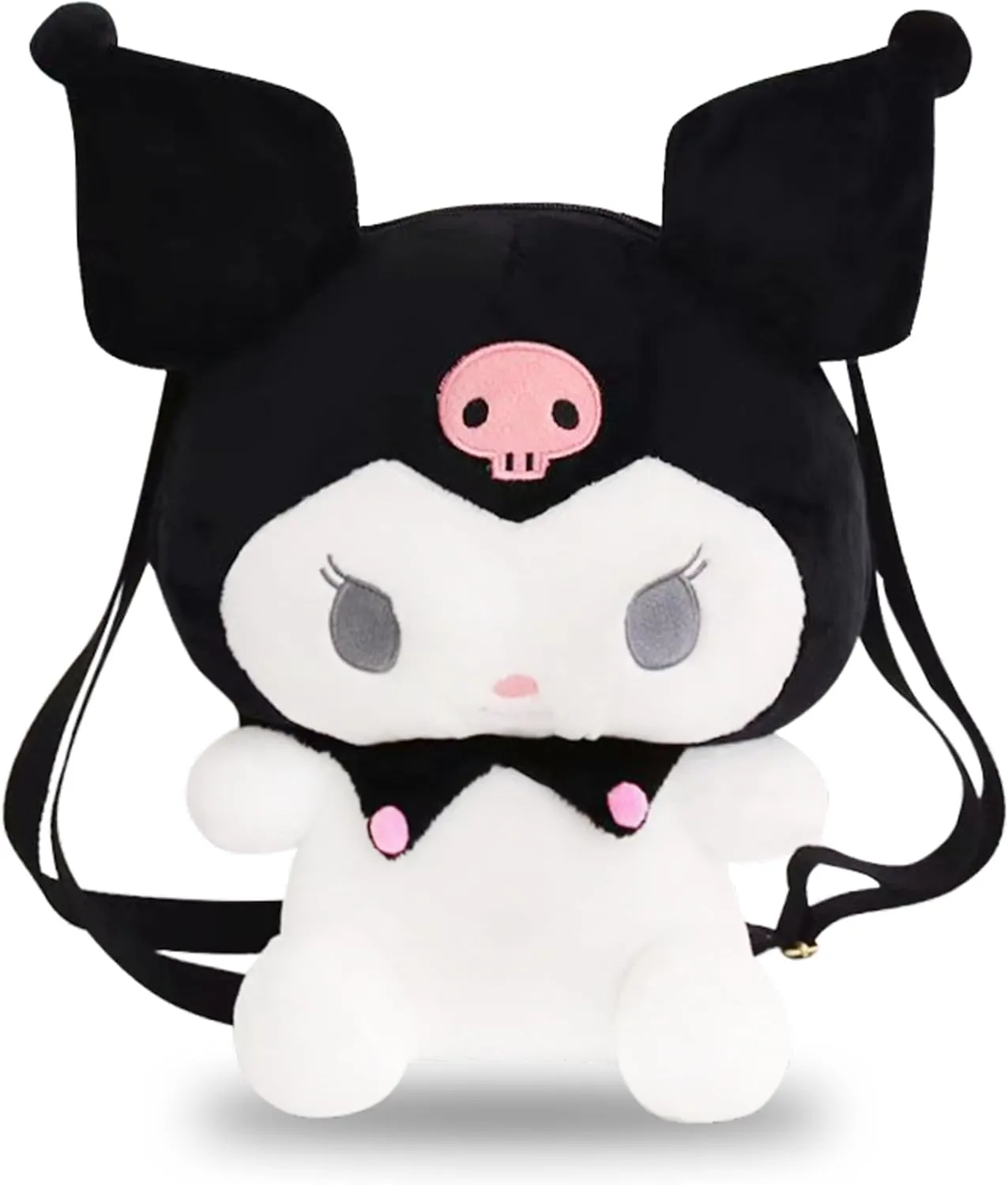 Roffatide Anime Kuromi Kids Plush Backpack Cartoon Black Cute Rabbit Teens Girls Boys Stuffed Backpack Kawaii Lolita JK Women Bag Birthday Gifts Black
