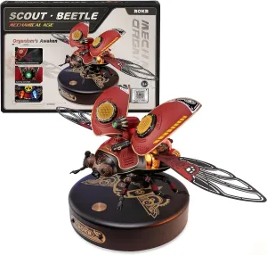 ROKR 3D Metal Model Kit - Scout Beetle 147PCS 3D Metal Puzzle Electric Mechanical Plastic Building Hobby Kit Gift for Adults/Boys/Girls