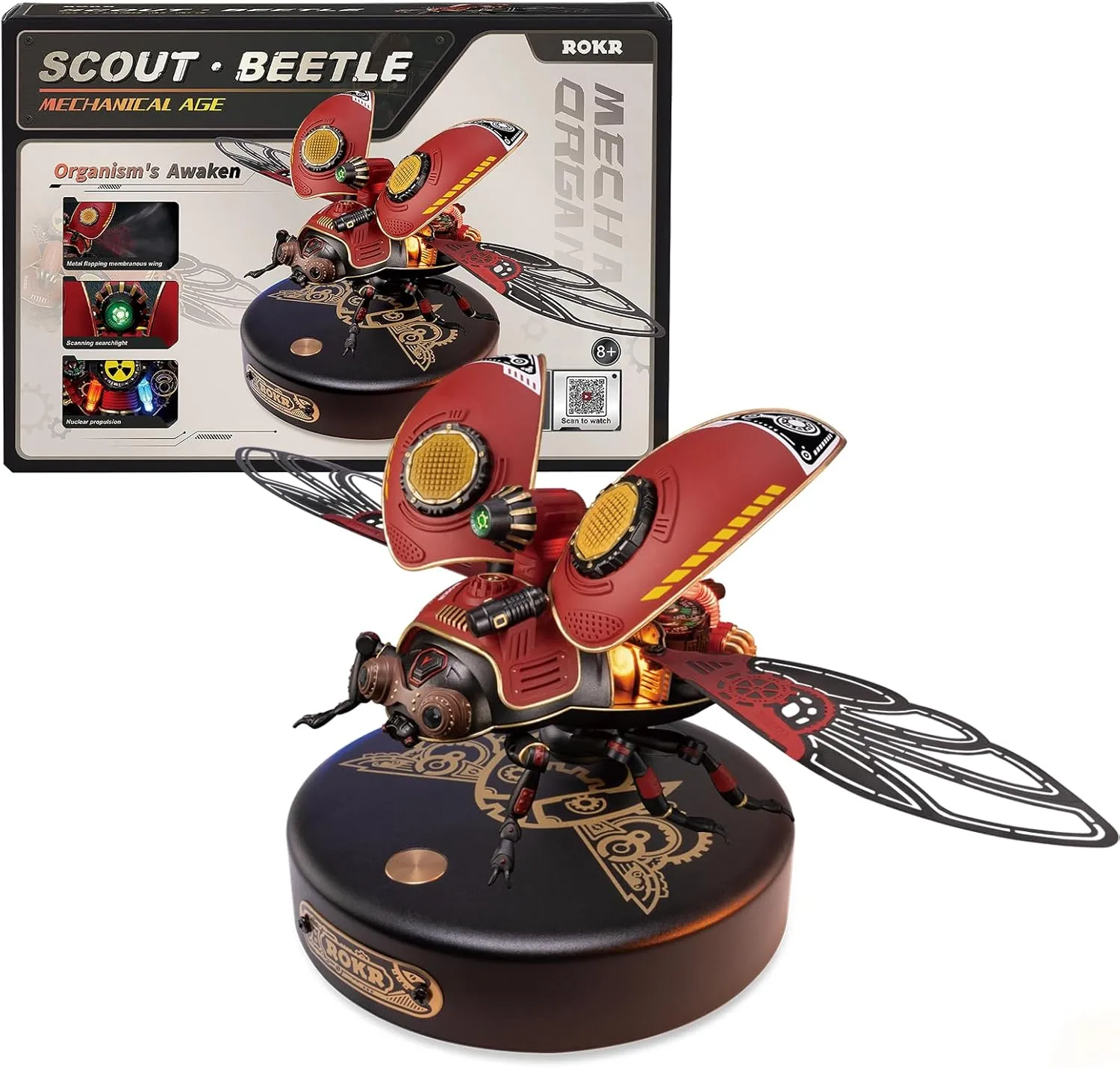 ROKR 3D Metal Model Kit - Scout Beetle 147PCS 3D Metal Puzzle Electric Mechanical Plastic Building Hobby Kit Gift for Adults/Boys/Girls