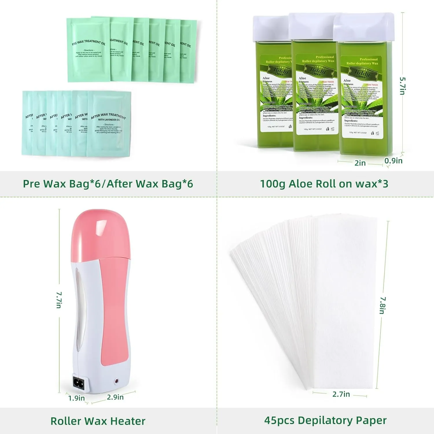 Roll-On Wax Waxing Kit for Sensitive Skin - Wax Roller for Larger Areas at Home