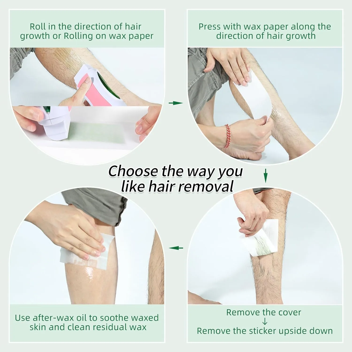 Roll-On Wax Waxing Kit for Sensitive Skin - Wax Roller for Larger Areas at Home