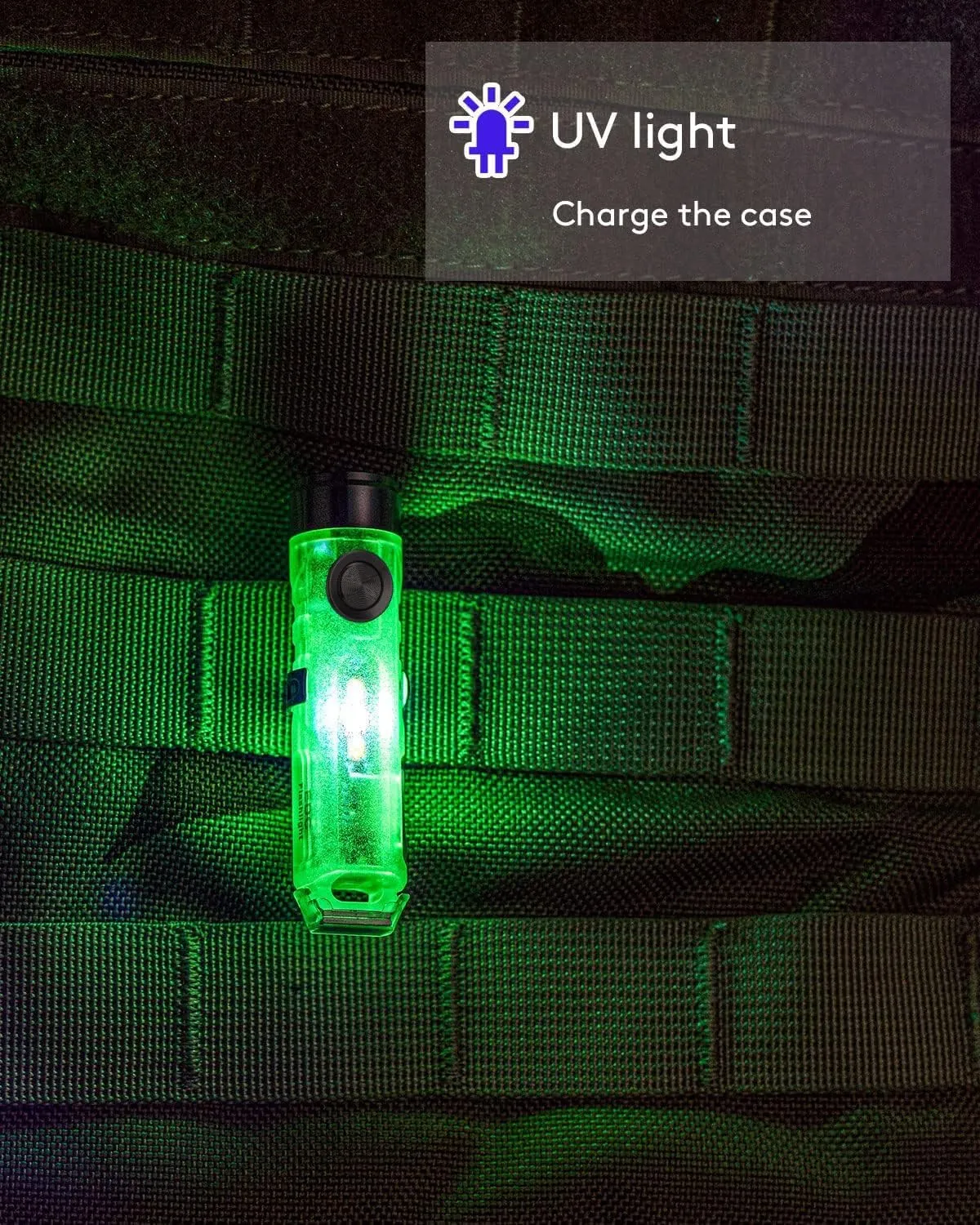 RovyVon A5 G4 EDC Keychain Flashlight USB-C Charging, 420 High Lumens Small Flashlights with Magnetic Clip and Base, Fluorescent Green, 365nm/White Sidelights
