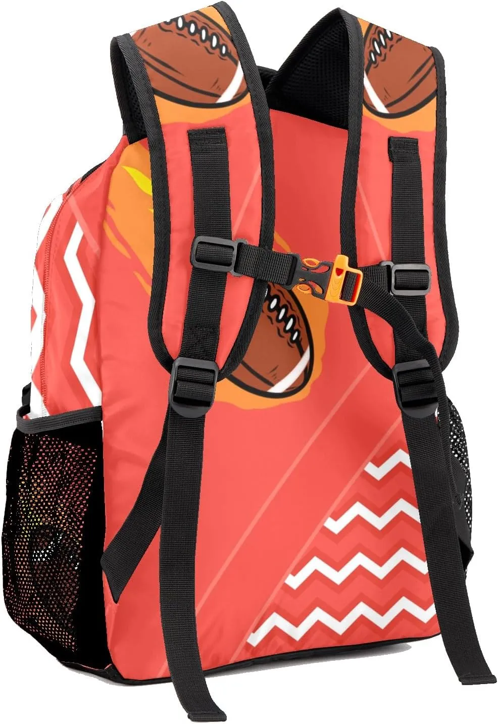 Rugby Football Fire Cool Excited Light Red Personalized School Bookbag with Your Own Name, Customization Casual Bookbags for Student Girls Boys