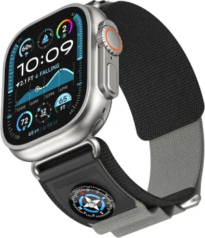 Rugged Nylon Loop Strap Compatible with Apple Watch Ultra 2 Band 49mm 46mm 45mm 44mm Band,Outdoor Sports Compass Nylon Sports Bands with Woven Design for iWatch Ultra Series 10 9 8 7 SE 6 5 4