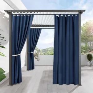 RYB HOME Waterproof Outdoor Curtains - Sunlight Block Windproof Privacy Outside Deck for Patio Porch Balcony Pergola Shower Enclosure, W 52 x L 90 inches, 1 Panel, Navy Blue