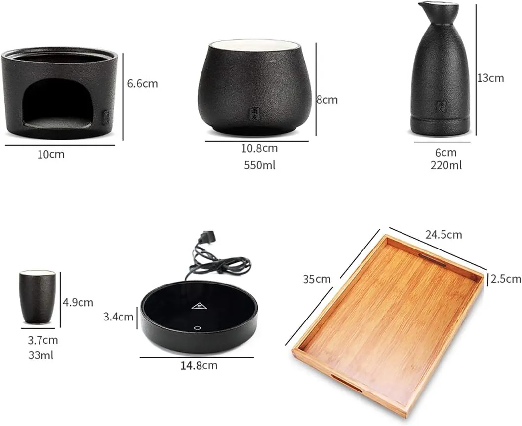 Sake Set, Saki Cups，Crafts Cup Ceramic Sake Set，Sake Set Japanese with Storage Bag Sake Cup Set 9 Pieces with Tray Traditional Porcelain Pottery Ceramic Cups Crafts Wine Glasses,10 Pieces of B (Size :
