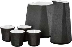 Sake Set, Saki Cups，Crafts Cup Ceramic Sake Set，Sake Set Japanese with Storage Bag Sake Cup Set Traditional Porcelain Pottery Ceramic Cups Crafts Wine Glasses,6pce Set (Size : 10pce set) (Size : 6pce