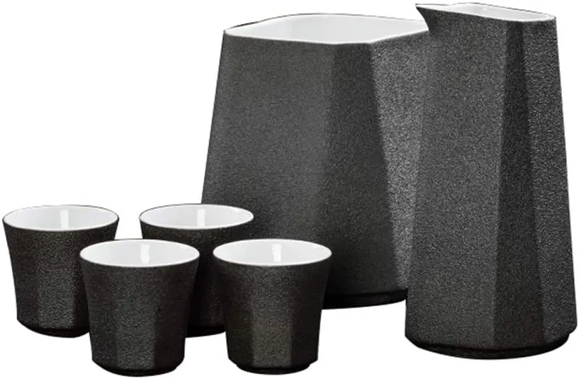 Sake Set, Saki Cups，Crafts Cup Ceramic Sake Set，Sake Set Japanese with Storage Bag Sake Cup Set Traditional Porcelain Pottery Ceramic Cups Crafts Wine Glasses,6pce Set (Size : 10pce set) (Size : 6pce