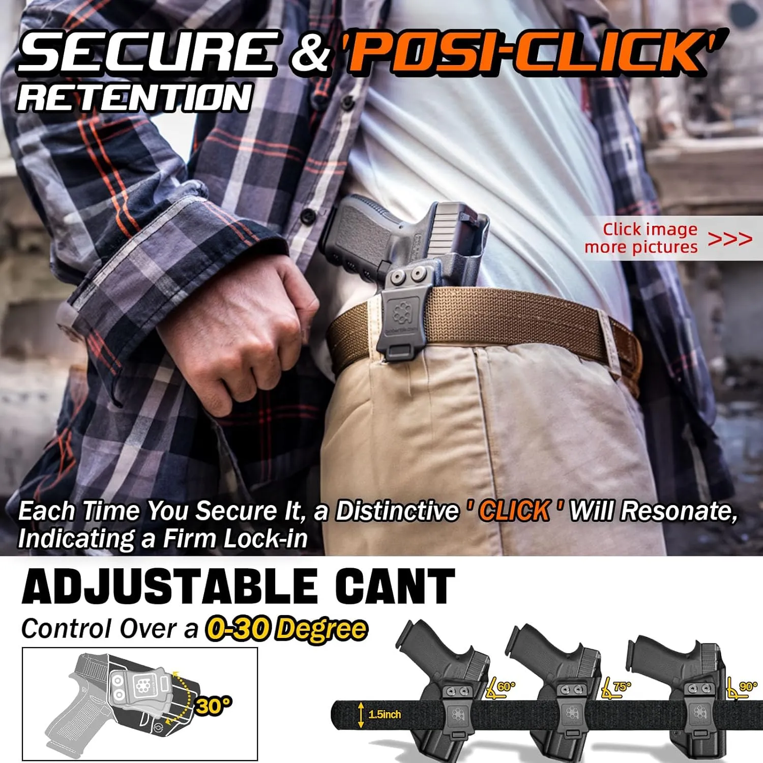 S&W M&P 2.0 Holster IWB Kydex Holster Fit: Smith & Wesson M&P M2.0 4/4.25 inch 9mm/.40 Compact/Full Size Pistol – Inside Waistband Concealed Carry – Adj. Cant & 'Posi-Click' Retention – No Wear/Jitter
