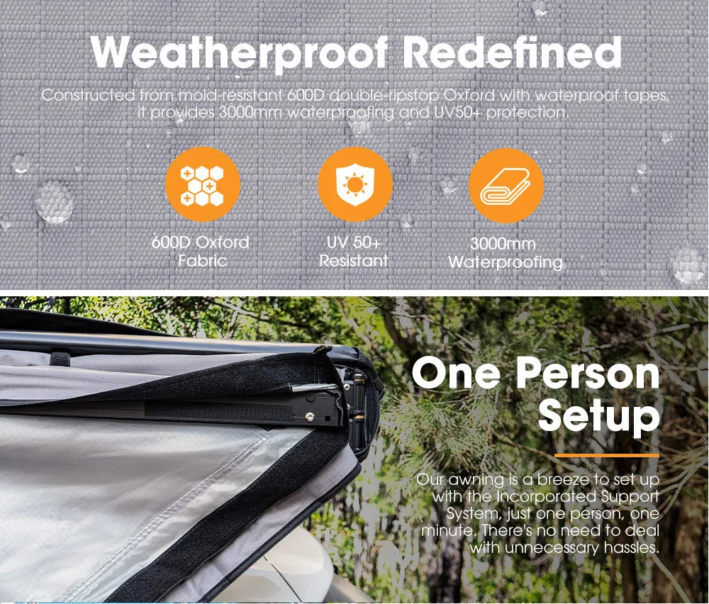 San Hima 180 Degree Free-Standing Awning With "L" Bracket 600D Double-Ripstop