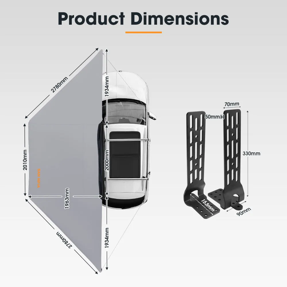 San Hima 180 Degree Free-Standing Awning With "L" Bracket 600D Double-Ripstop