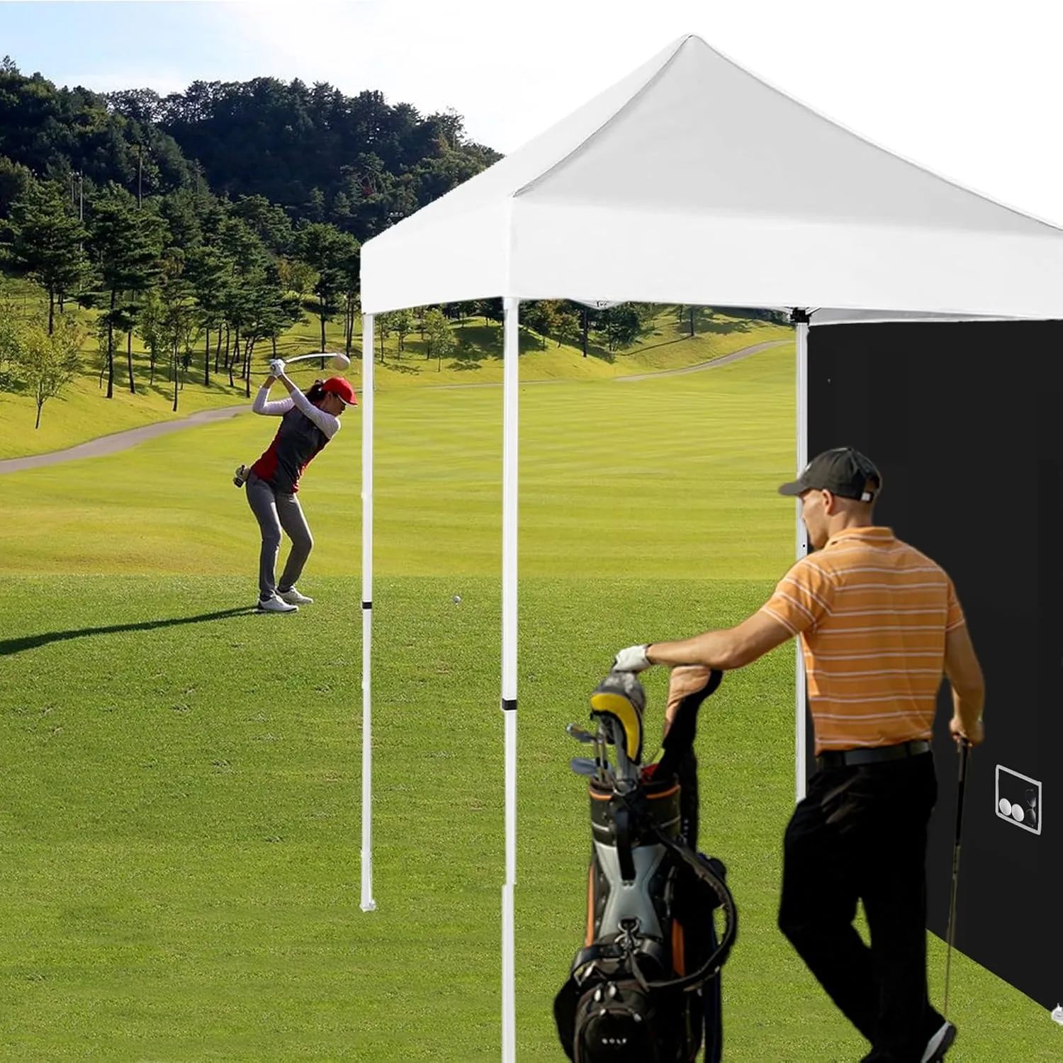 SANWAY Instant Canopy Tent Sunwall HEI Jiao, 1 Pack Sidewall Only, for 5x5 Pop up Canopy, with 2 Storage Pockets (Beige)