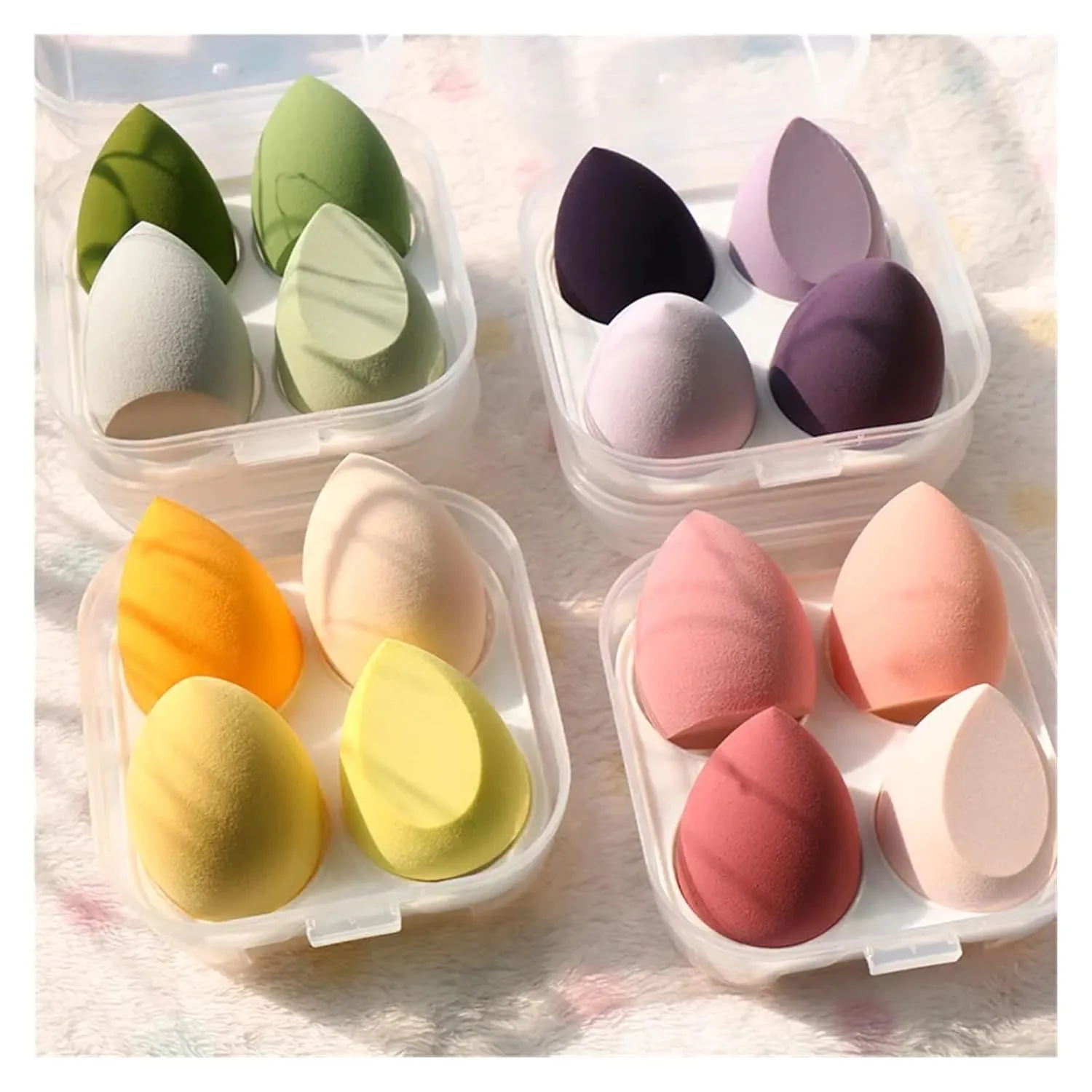 SBTRKT 4pcs Makeup Blender Cosmetic Puff Makeup Sponge With Storage Box Foundation Powder Sponge Beauty Tools Women Make Up Accessories (Color : 07)