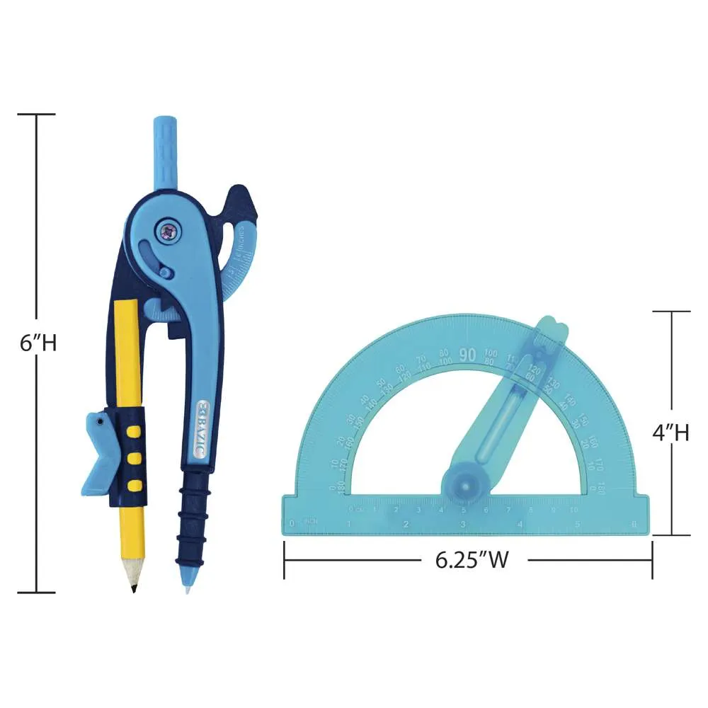 Scale-Arm Compass w/ #2 Wood Pencil & 6" Protractor Set