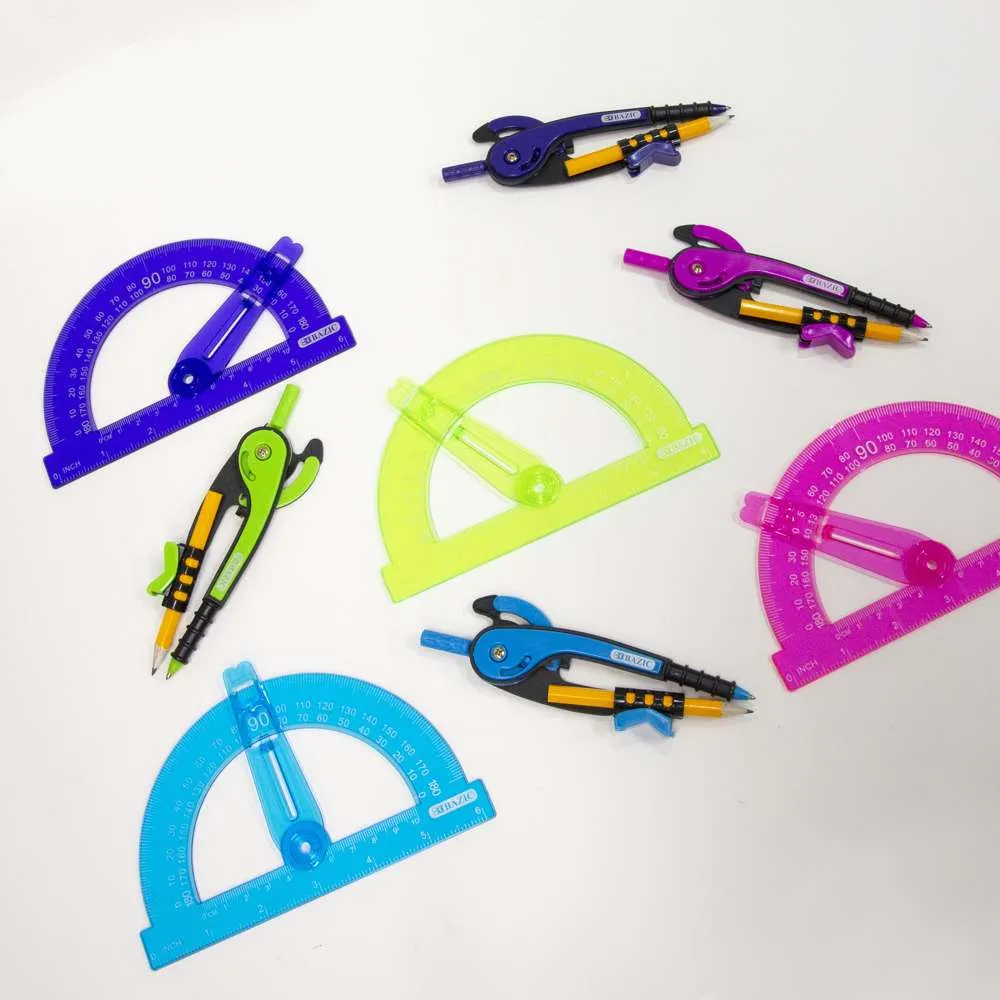 Scale-Arm Compass w/ #2 Wood Pencil & 6" Protractor Set