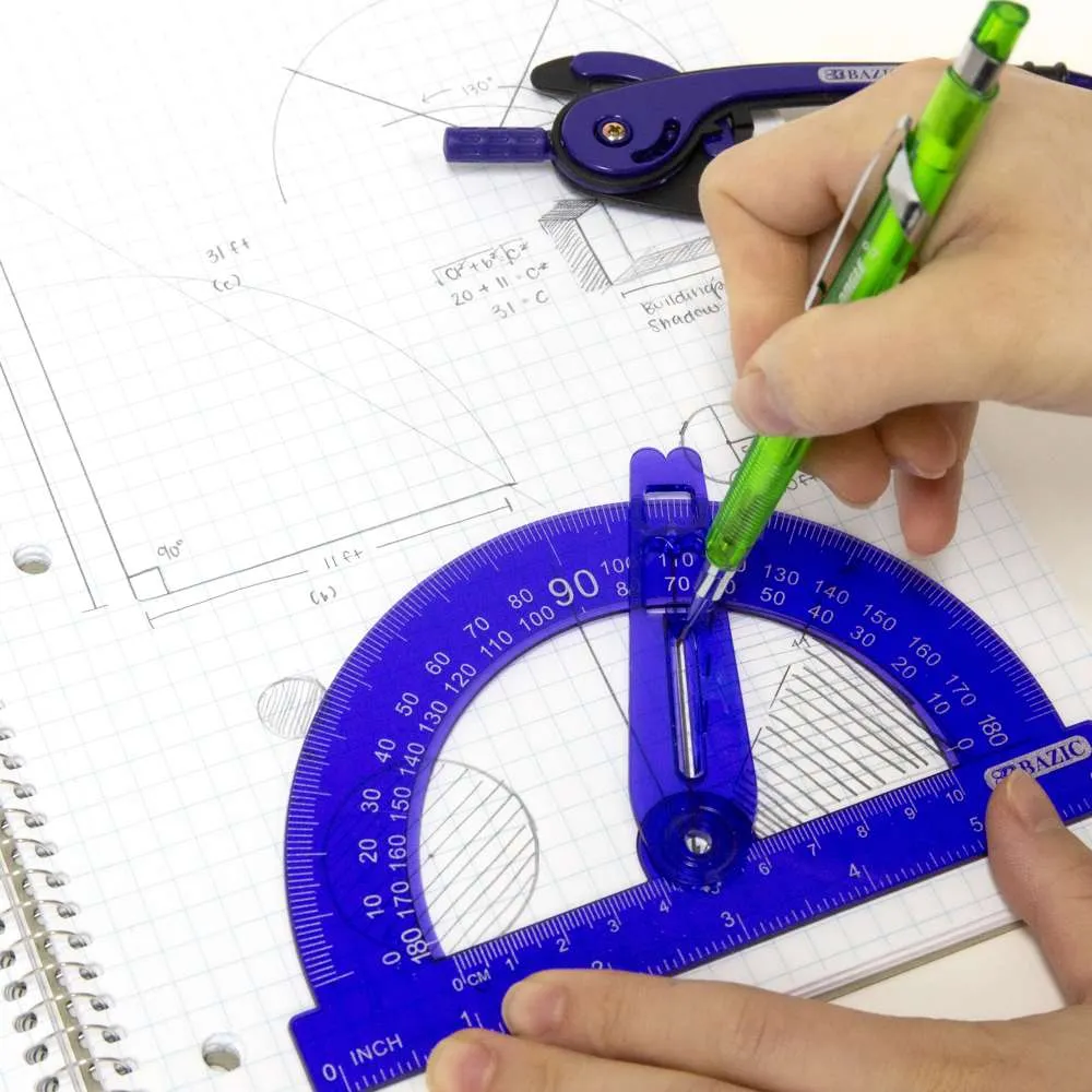Scale-Arm Compass w/ #2 Wood Pencil & 6" Protractor Set